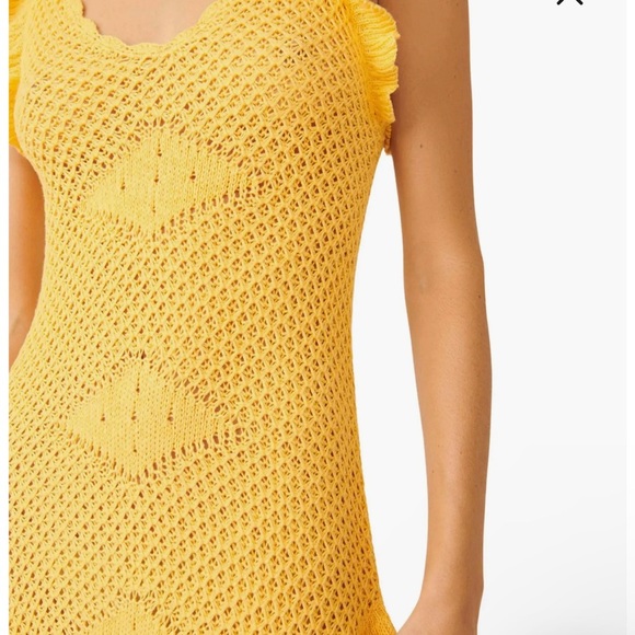 Free People Beach Mykonos Open Knit Mini Sweater Dress in Yellow Size Small - Picture 4 of 11